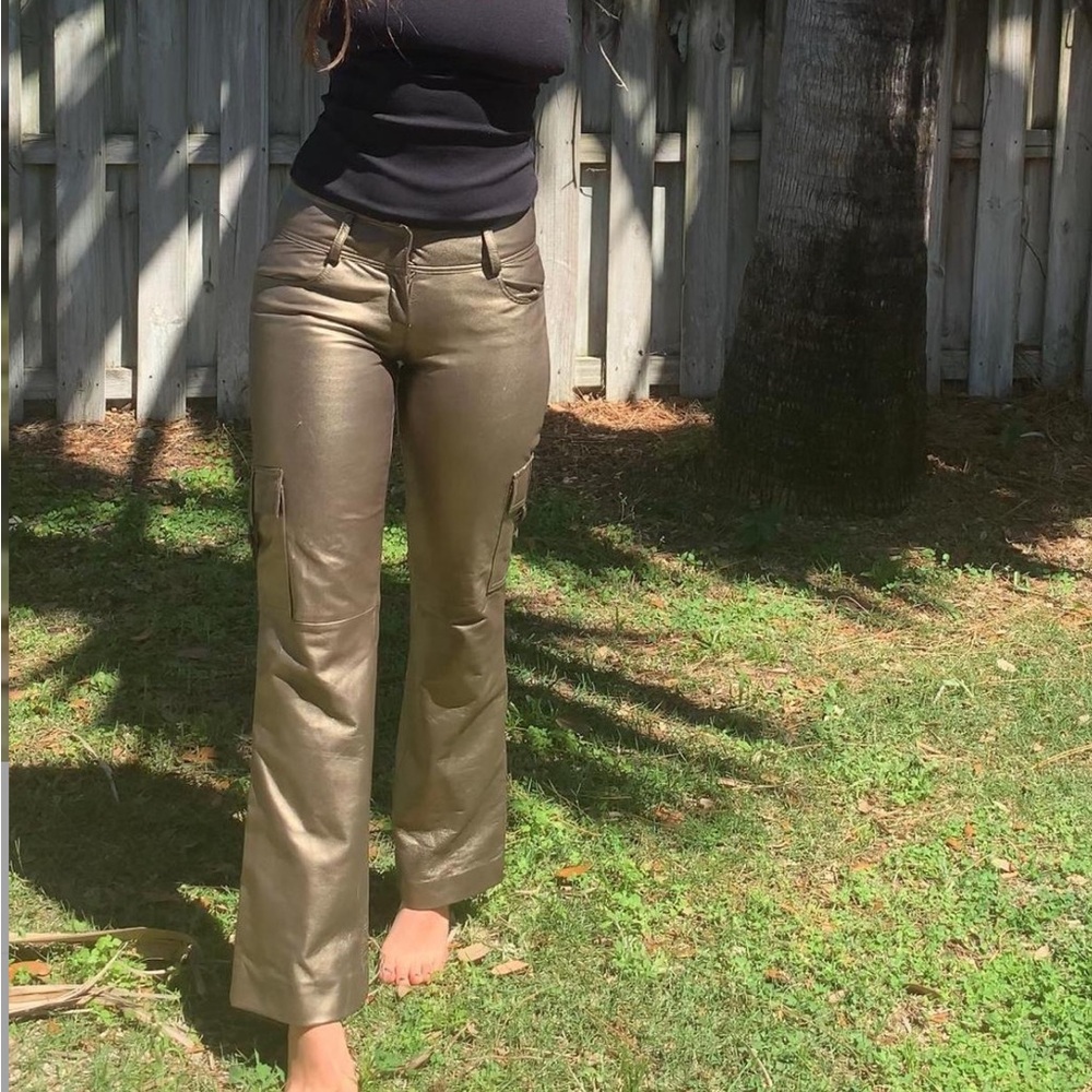 Sexy y2k gold leather pants
